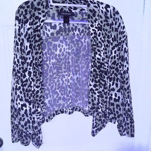 Ashley Stewart Leopard Pleated Open front Blazer